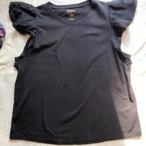 Kate Spade Black Flutter Sleeve Top